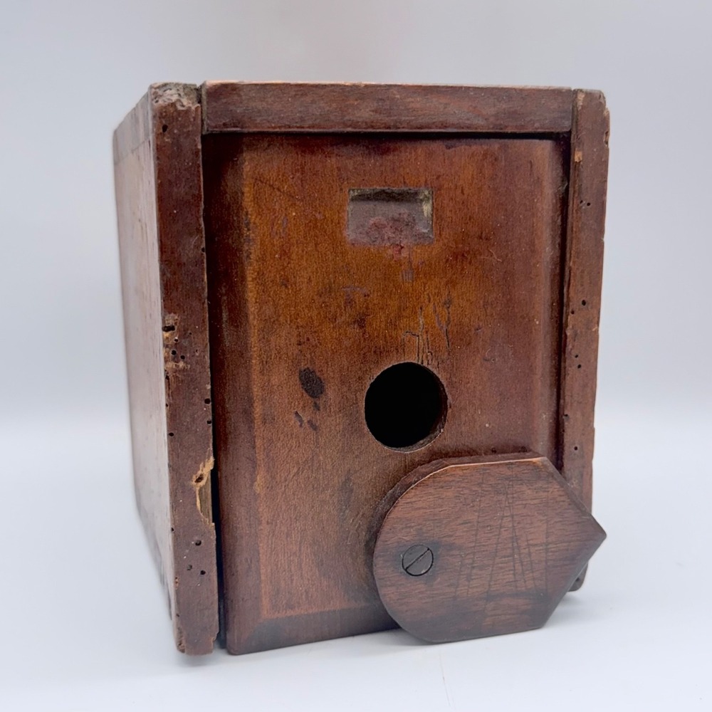 Antique Voting Ballot Box marble Wooden Primitive Dove Tail Box